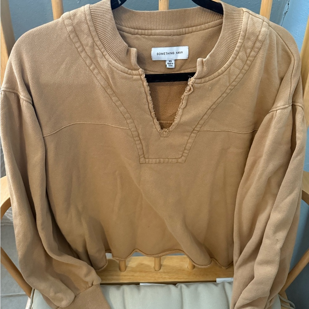 Something Navy Camel Knit Top - Picture 2 of 6